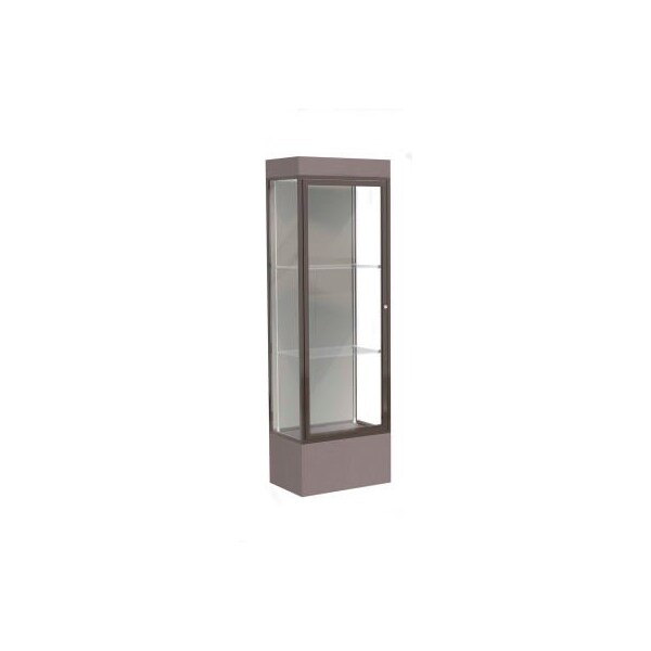 Waddell Display Case Of Ghent Edge Lighted Floor Case, Harbor Back, Dark Bronze Frame, 12" Morro Zephyr Base, 24"W x 76"H x 20"D 93LFHB-BZ-MZ - main